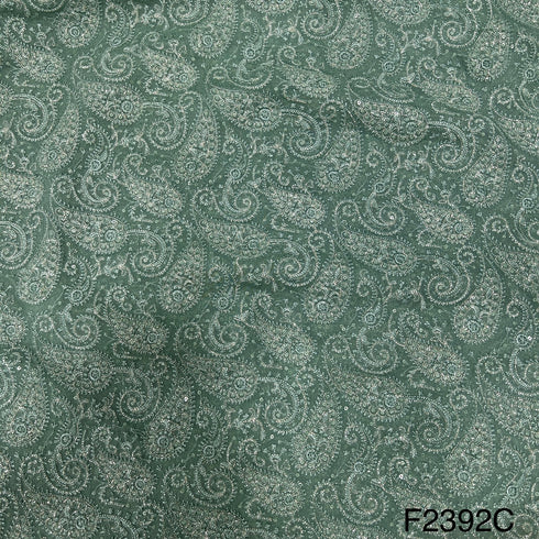 Thread Sequins Embroidered Georgette Fabric-F2392